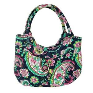 Vera Bradley Pleated Mini Tote Handbag Petal Paisley Floral Double Rolled Handle